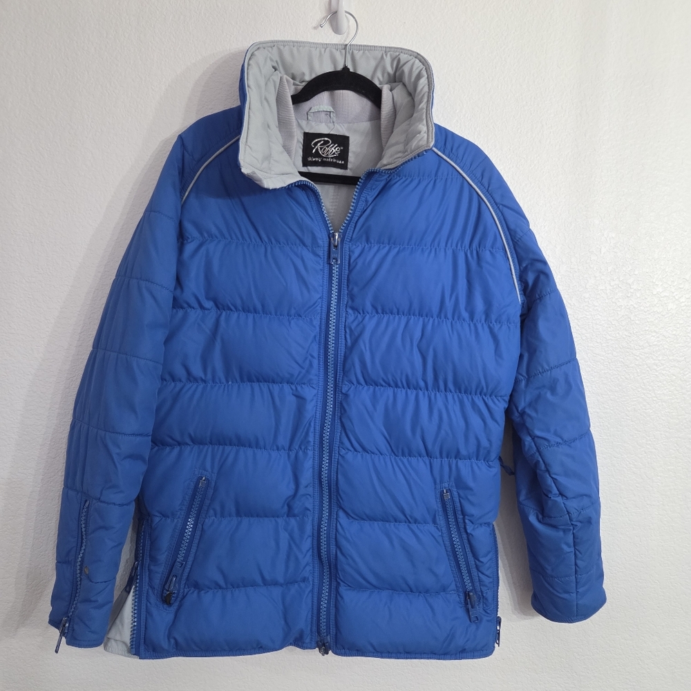 Vintage 80s Roffe Down Puffer Ski Coat Jacket Blue See Measurements For Size